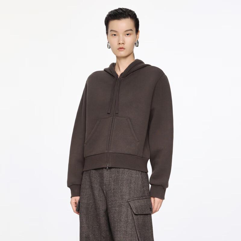 JNBY Women's Winter Hooded Loose-Fit Wool Blend Sweatshirt