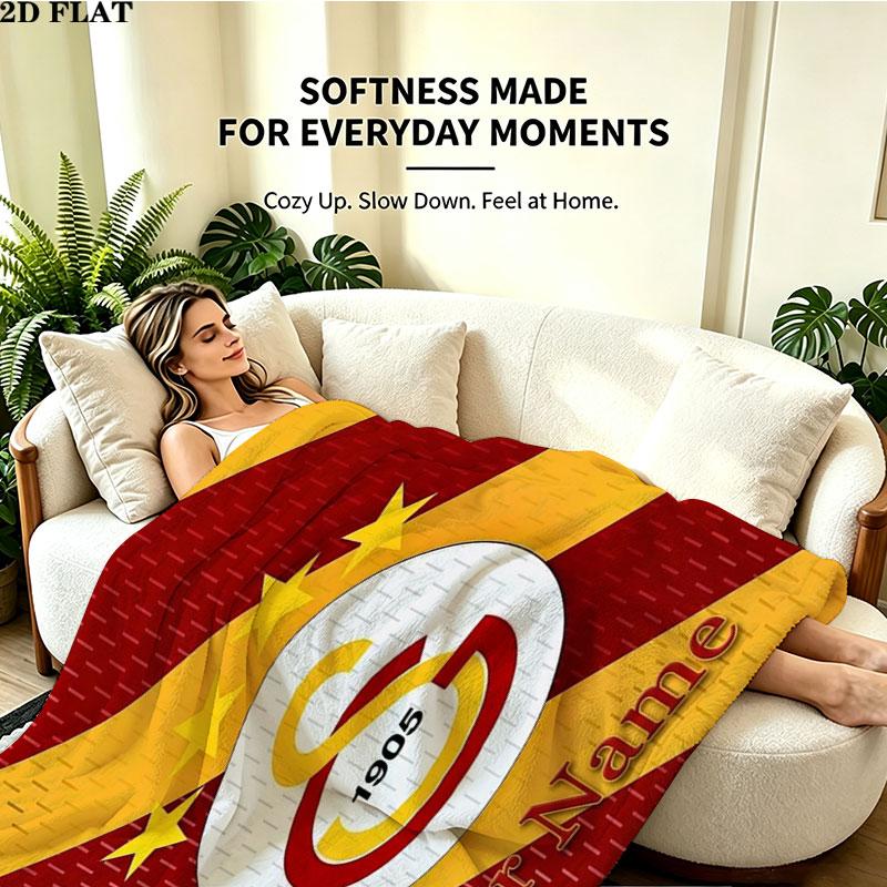 1PC Galatasaray S Custom Name Patterned Flannel Blanket Suitable For All Seasons for Home Decor Warmth and Comfort Gifts Holiday Present