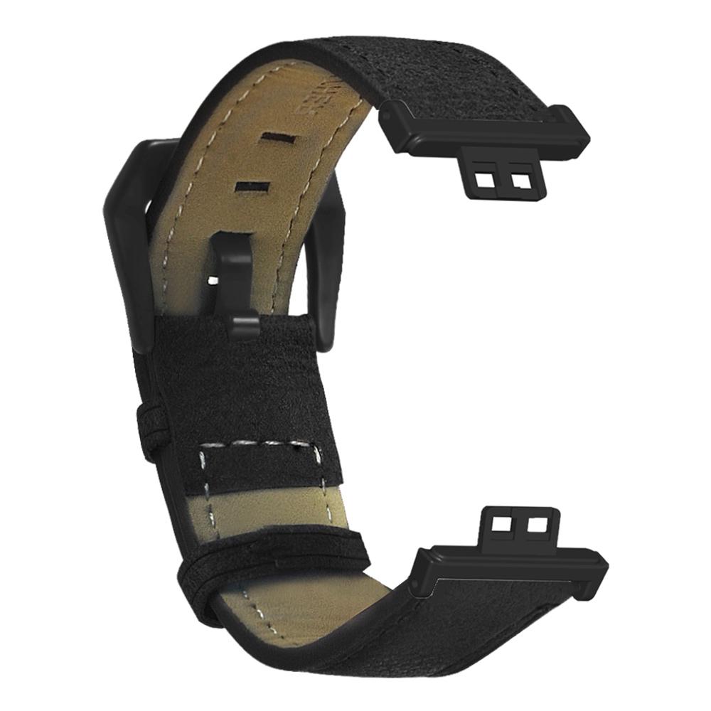 

For Huawei Watch Fit/Watch Fit Special Edition Strap Genuine Cow Leather Retro Watch Band Black