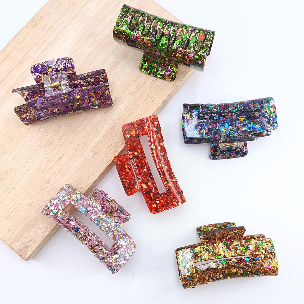 New Women Sequin Hair Claw Tough Colorful Plastic HairClip Large Size Hair Clamps Crab Hairpin Hair Accessories Girl Gift