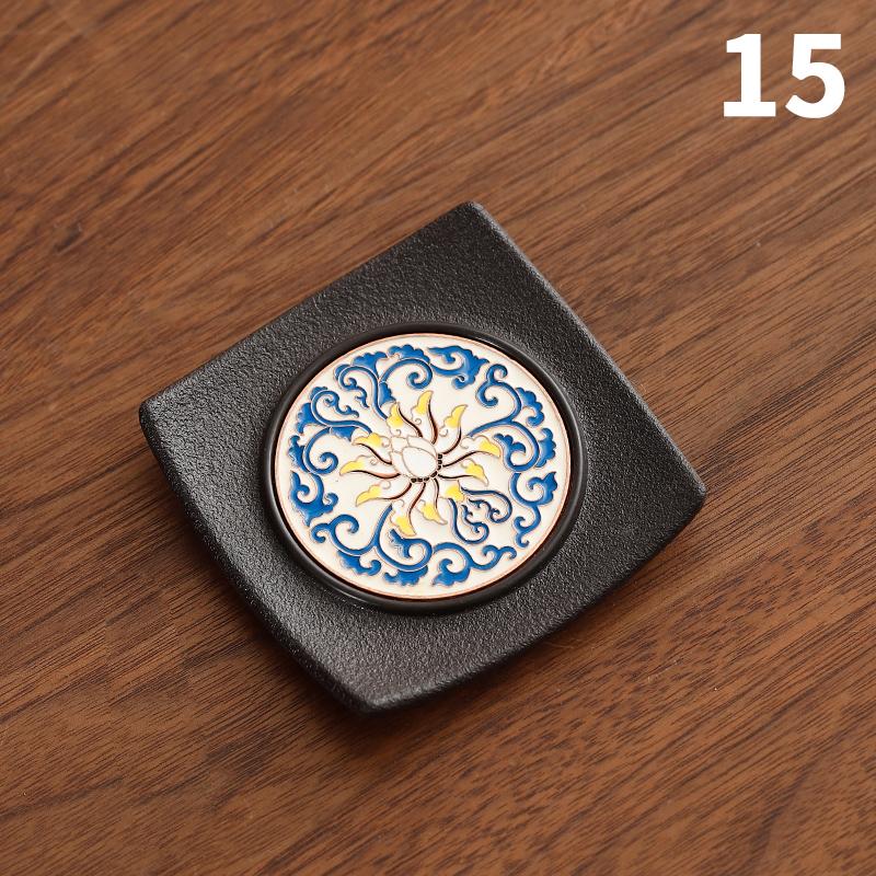 Enamel Chinese Style Coaster Square Non-slip Heat Insulation Tea Cup Mat Tea Ceremony Kung Fu Tea Pads Tea Set Accessories