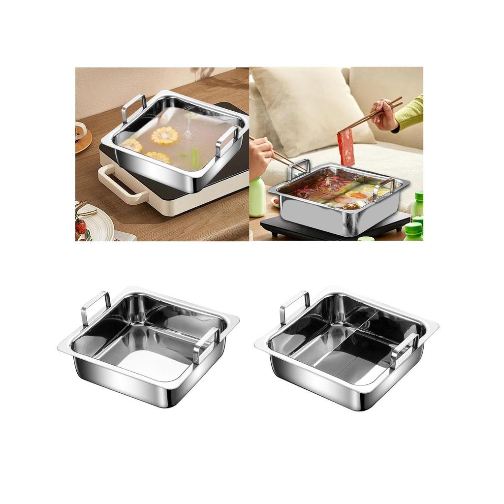 Kitchen Hot Pot Easy to Clean Easy Carrying Convenient Fast Cooking Square Cookware for Hiking Party Restaurant Camping Picnic