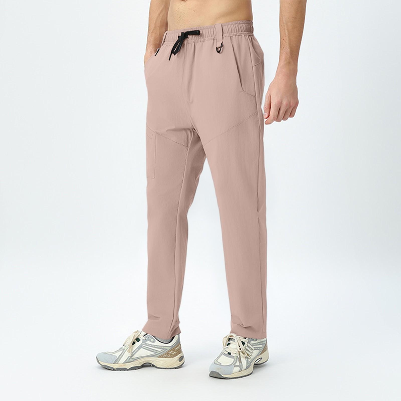 

Мужские и женские повседневные спортивные альпинистские брюки на резинке, дышащие и износостойкие брюки с несколькими карманами на шнурке XL розовый