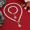 Jewelry personalized fashion OT buckle ins style necklace, snowflake Christmas tree geometric imitation pearl necklace for women