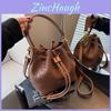 Unique French Style Drawstring Shoulder Bag For Daily Wear In Black And Coffee