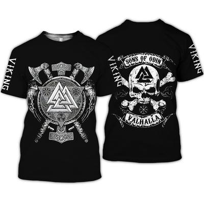 T-shirts pour hommes imprimés en 3D avec tatouage viking, mode Harajuku, manches courtes, été, décontracté, unisexe, hauts, t-shirt à col rond