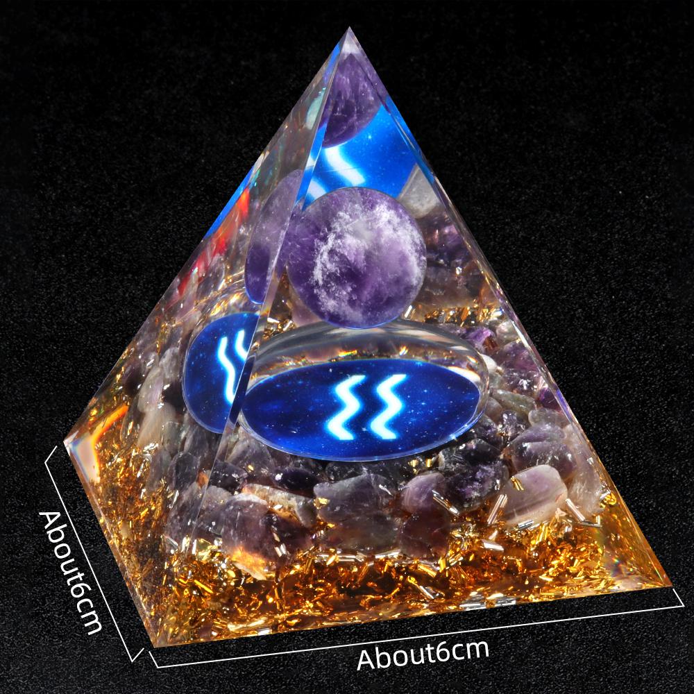 Crystal Devil's Eye Pyramid Natural Crushed Stone Lapis Lazuli Dropping Resin Home and Office Desktop Decoration Crafts 6x6cm