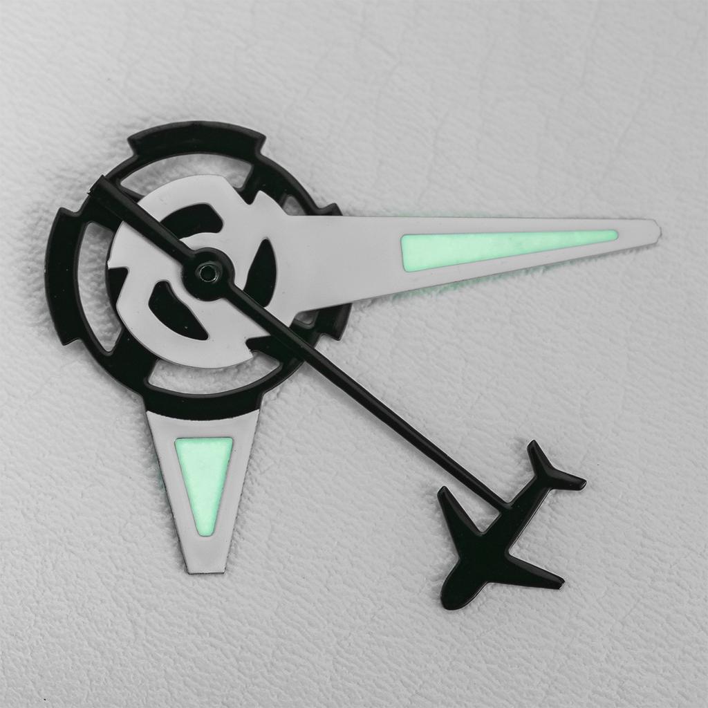 NH35 Schwarze Uhrzeiger Flugzeugform Sekundenzeiger Grün Leuchtend Drei Zeiger Uhrenzubehör für NH35/ NH36 Uhrwerk