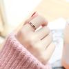 Korean Style Rose Gold Rhinestone Shell Tail Ring - Colorful Titanium Steel Finger Accessory for Women