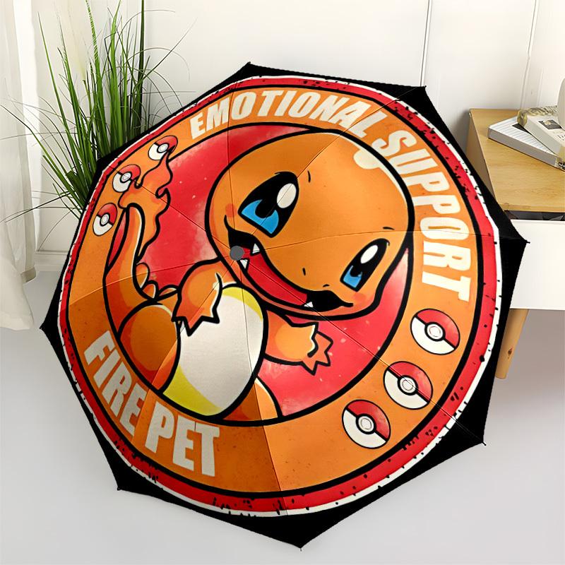 1pc Pokemon Charmander Automatic Open/Close Umbrella - Compact Travel Umbrella, Perfect for Women & Men - Ideal Birthday/Christmas Gift, 175