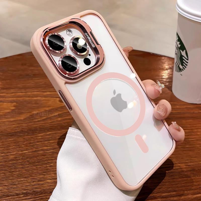 Holder Wireless Charging Phone Case For iPhone 17 Pro Max 16 15 14 13 12 11 Pro Max Plus Air Lens Protection Cover Funda