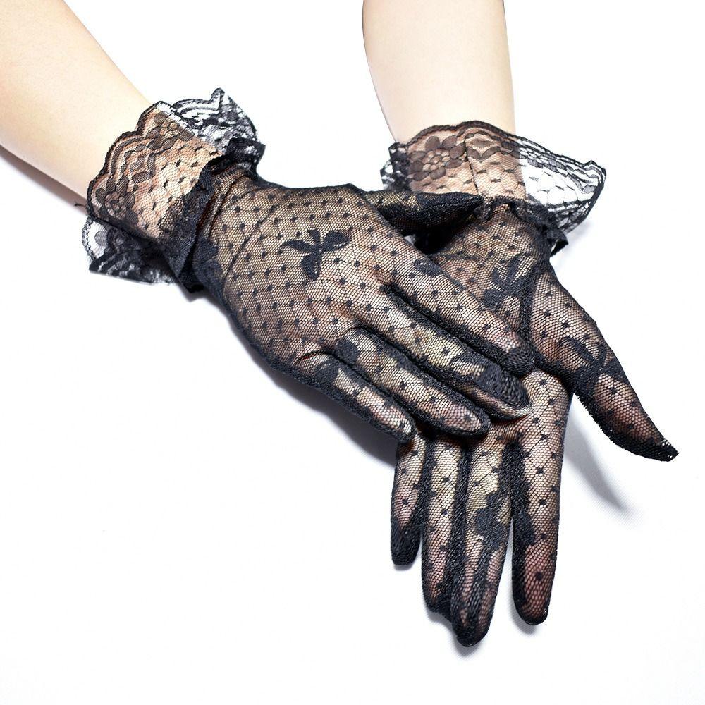Wedding Party Summer Lace Fabric Sunscreen Gloves Bridal Gloves Mittens Jacquard Gloves