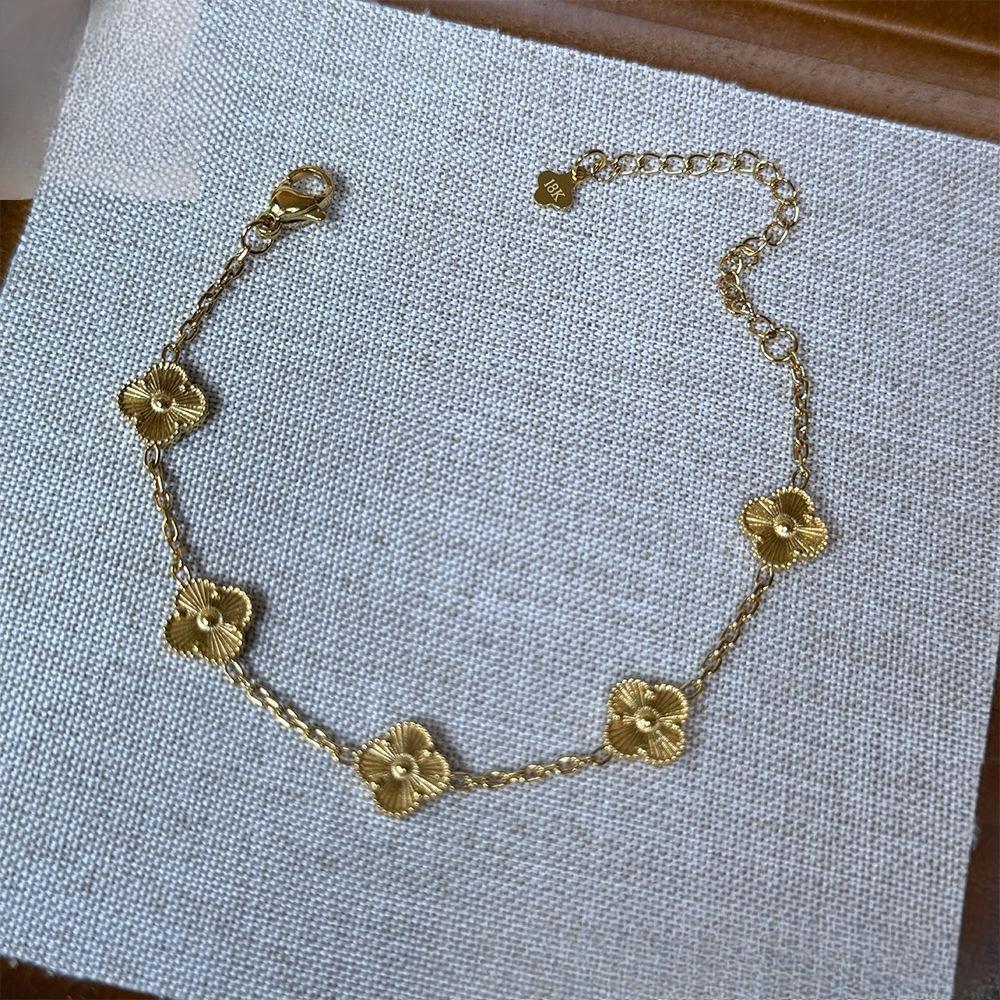 10mm Titanium Steel Non-fading Four-leaf Clover Bracelet Light Luxury Fashion All-match Five-color Bracelet