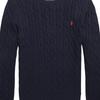 Svetr Polo Ralph Lauren Jednobarevný Kulatý výstřih Logo Dlouhý rukáv Ležérní Dětské topy Modrý 323702674-060