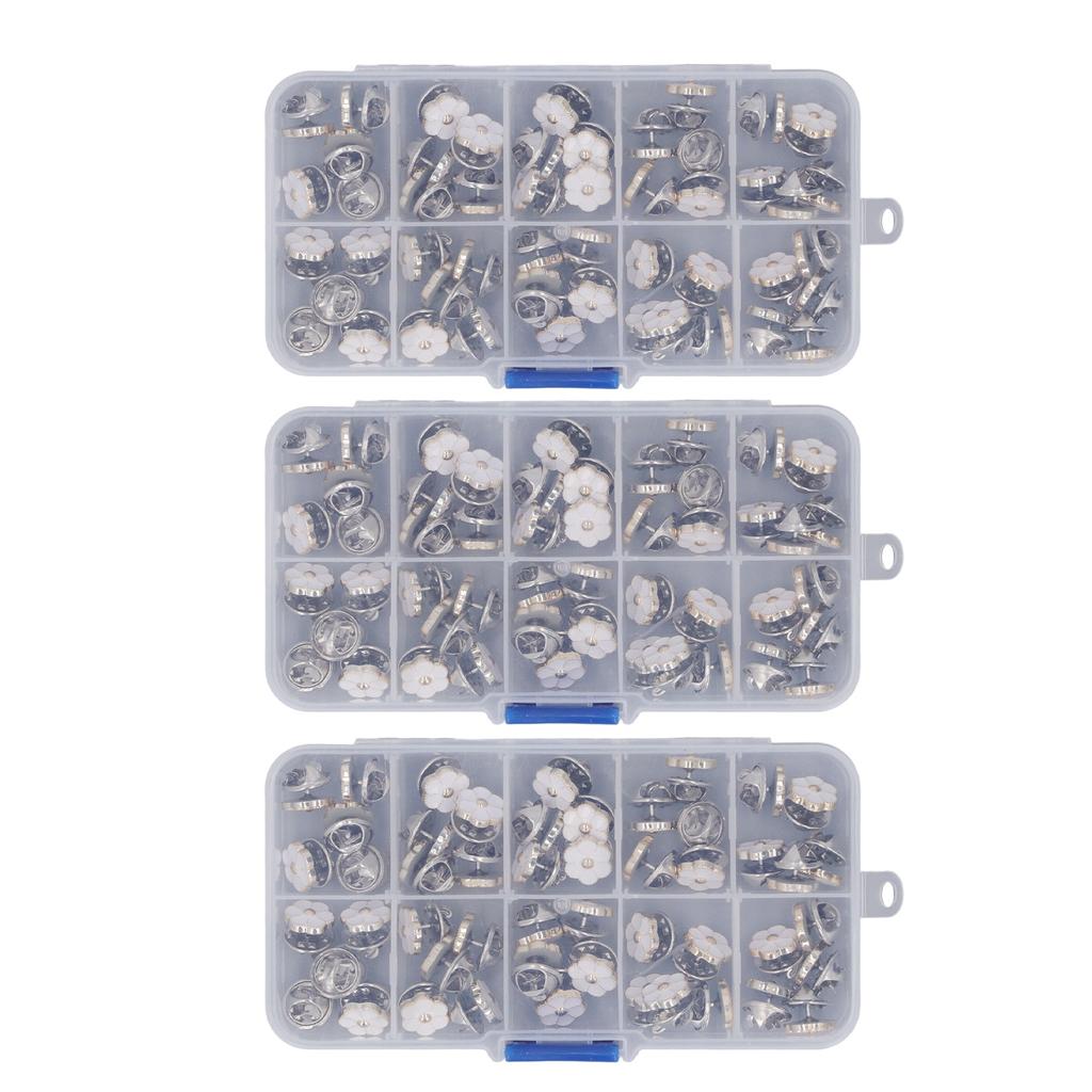 3 Box 150pcs Brooch Buttons White Daisy Shape Seamless Detachable Decorative Brooch Pins for