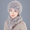 Middle-aged Rex rabbit hair hat female autumn and winter warm elderly grandmother ear protection fur mother wool scarf
