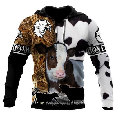 Herrenmode 3D-gedruckter Kuh Tiermuster Hoodie Vier Jahreszeiten Kleidung Herren Nutztier Hoodie Mode Lässig Übergroß Herren Top