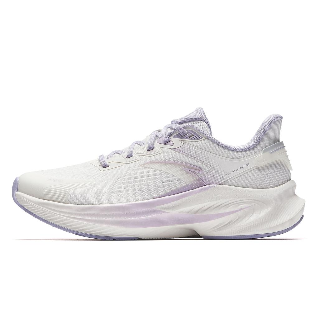 New Anta Cushioning Anti-Slip And Wear-Resistant Height Increasing Low-Top Running Shoes Women's White Purple 922515511-1