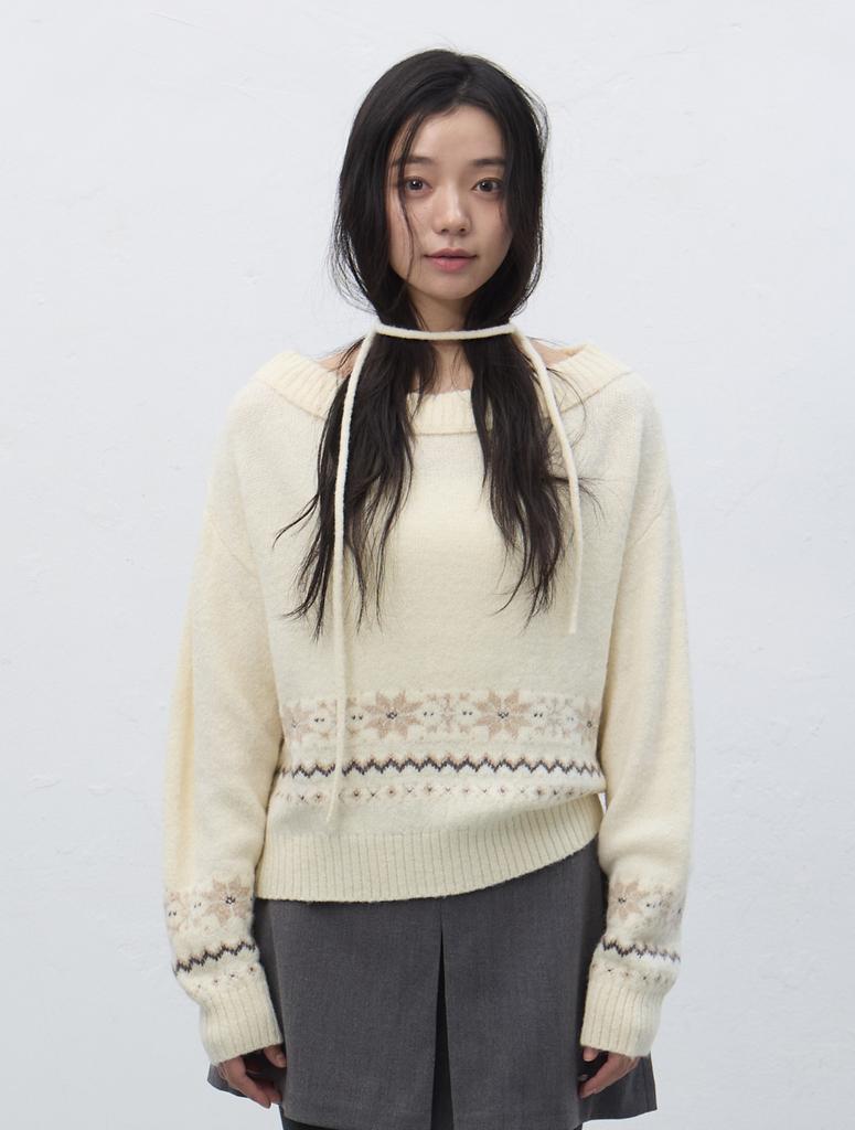 GENERALIDEA Snow Wide Boat Neck Pullover [Ivory] / Wbe4L05554
