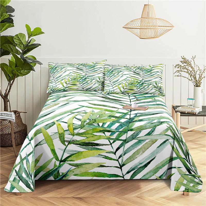 

Green Leaves 0.9/1.2/1.5/1.8/2.0m Digital Printing Polyester Fabric Bed Sheet With Pillowcase Print Pattern Bed Ensemble 150X230cm(2Pcs)