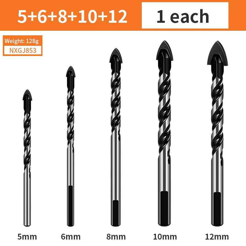 Newshark Tile Triangle Drill Bit Set Multifunctional Metal Drill Kit Ceramic Concrete Brick Punching Hole Drill Bits 6 8 10 12mm