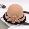 2022 Autumn And Winter Woolen Hat Women'S Casual Wide-Brimmed Top Hat, Flower Dome Fashion Hat