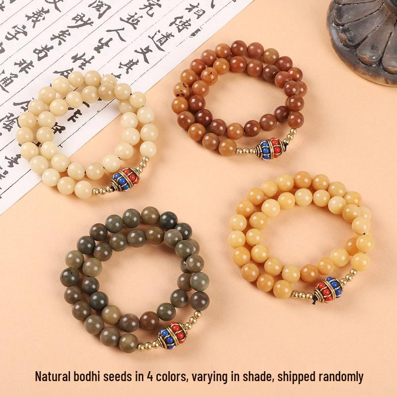 Sandalwood Bodhi Seed Double-Strand Bracelet - Tibetan Retro Ethnic Style for Men and Women