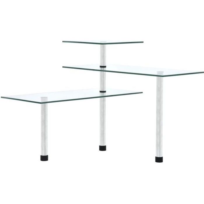 VidaXL Étagère d'angle de cuisine à 3 niveaux Verre trempé