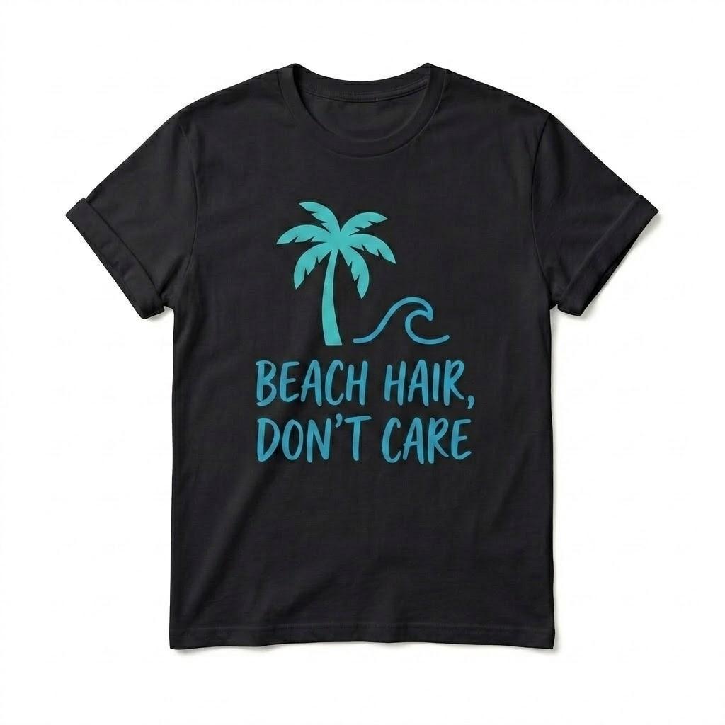 Beach Hair Don t Care Shirt Tropical Ocean Wave Tee Summer Vacation Outfit Unisex T-Shirt XL