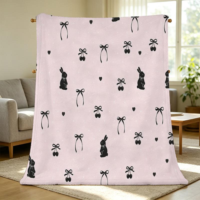 Rabbit Collection Soft Plush Flannel Throw Blanket,Machine Washable Warm Cozy Blanket for Home, Sofa, Office Nap, Halloween & Christmas Gift