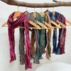 Color Matching Splicing Pleated Scarf Thin And Narrow Long Style Warm Contrasting Color Spring And Summer Neck Protection Sun Protectiona