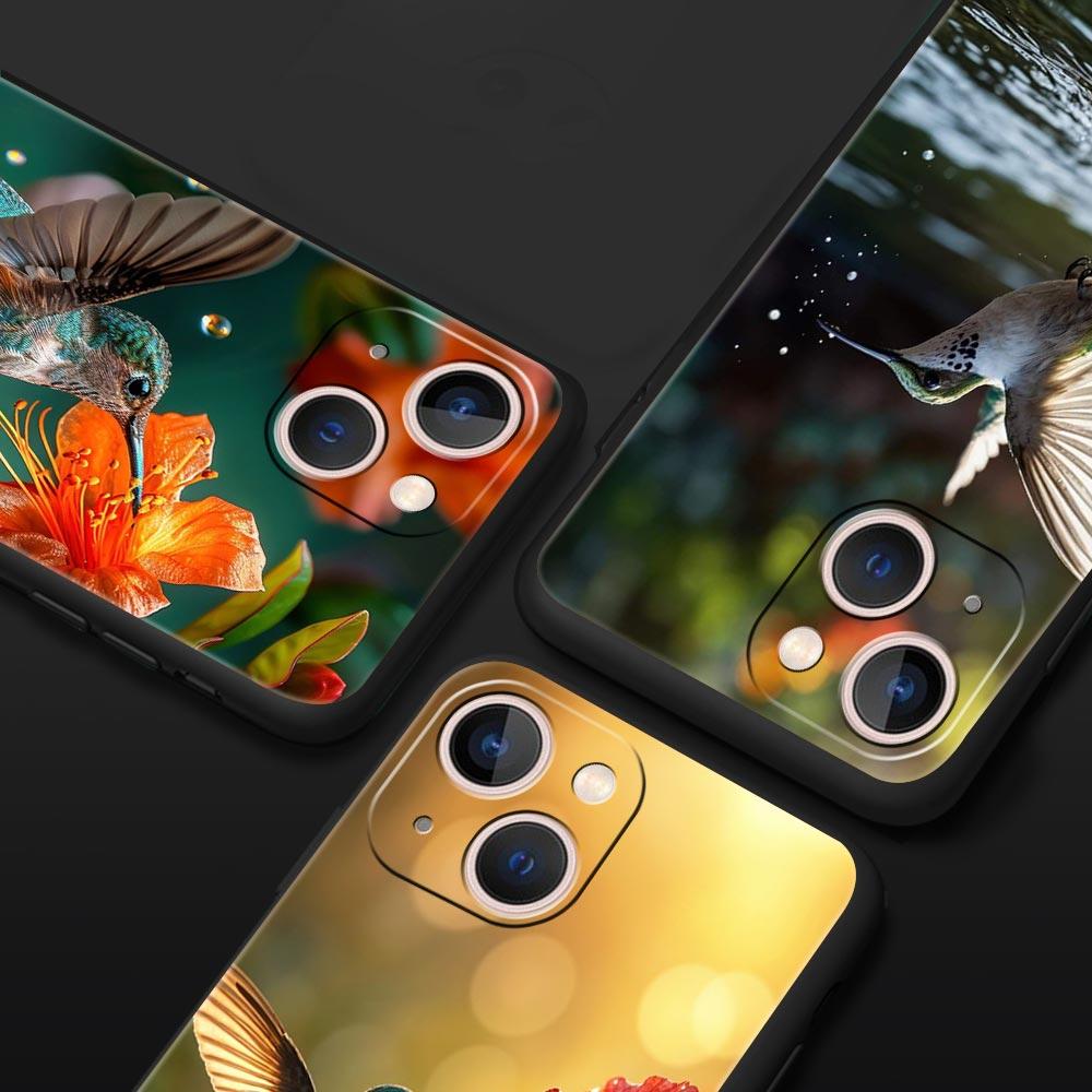 Hummingbird Phone Case For iPhone 17 16 15 Pro Max 11 12 13 14 7 8 Plus SE 2020 X XR XS Cover Soft Black