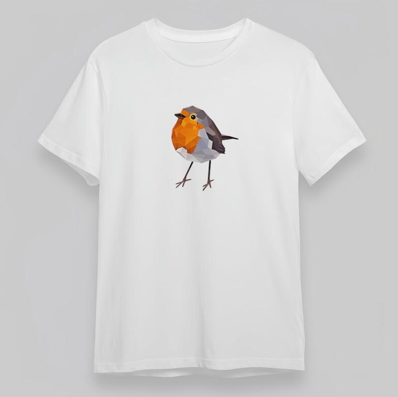 

Женская классическая футболка Лоу-поли Оранжевый Серый Птица Геометрический принт Футболка оверсайз S