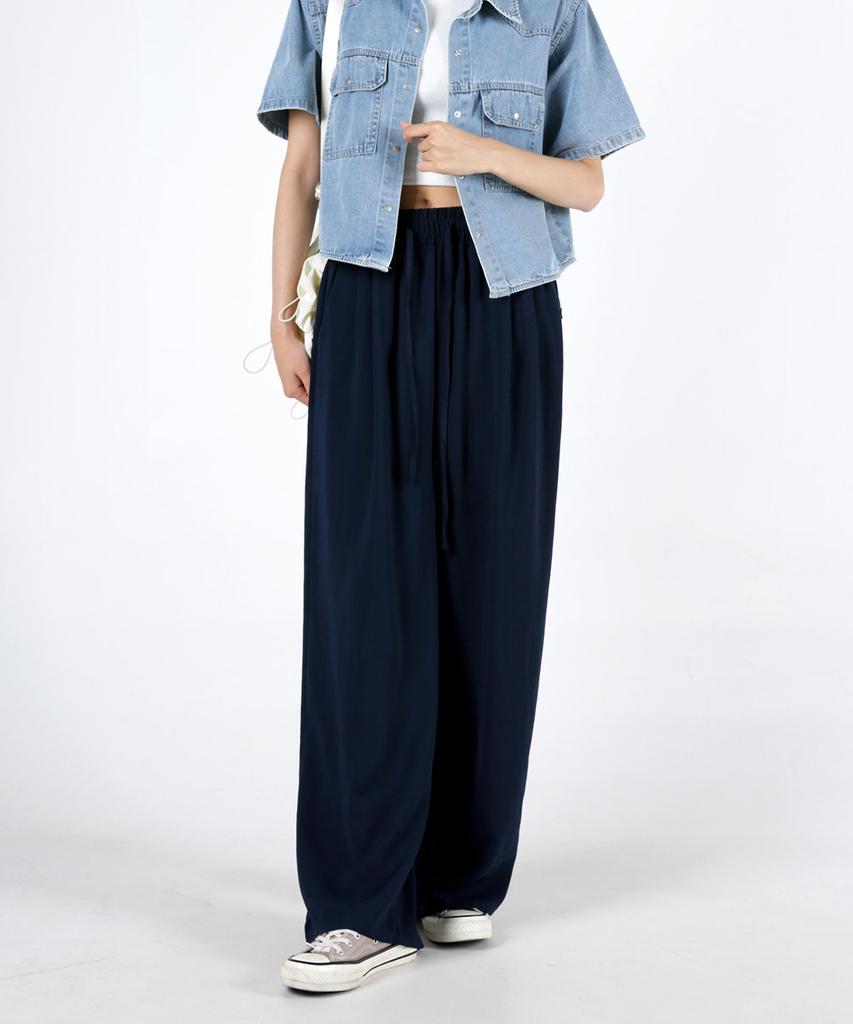 UMM Women'S Cool Touch Double-Pleated Wide Elastic Waist Pants 4 Colors