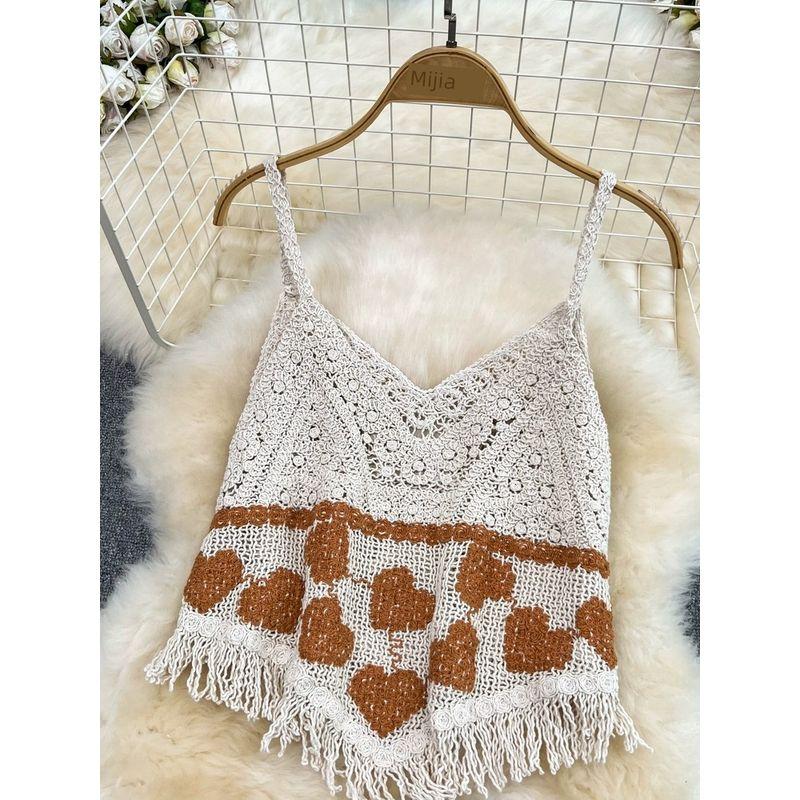 Seaside Tassel High Waist Slim Looking Chiffon Fashion Suit