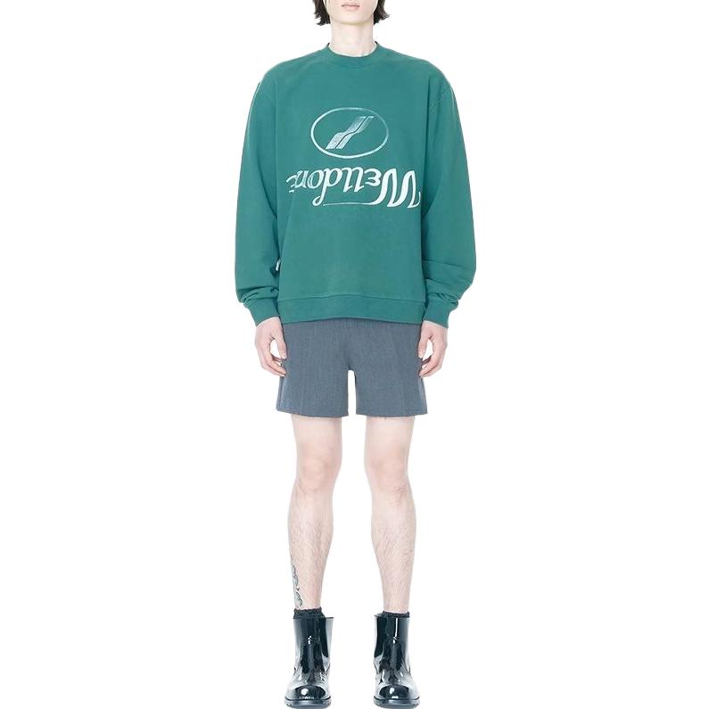 WE11DONE Sweatshirts Unisex Green Crew Neck Moderate Regular WD-TS3-22-812-U-GR