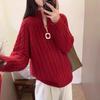 Women's Thickened Half-Zip Pure Wool Sweater - Loose Fit Cashmere Inner Layer, Autumn/Winter Style.