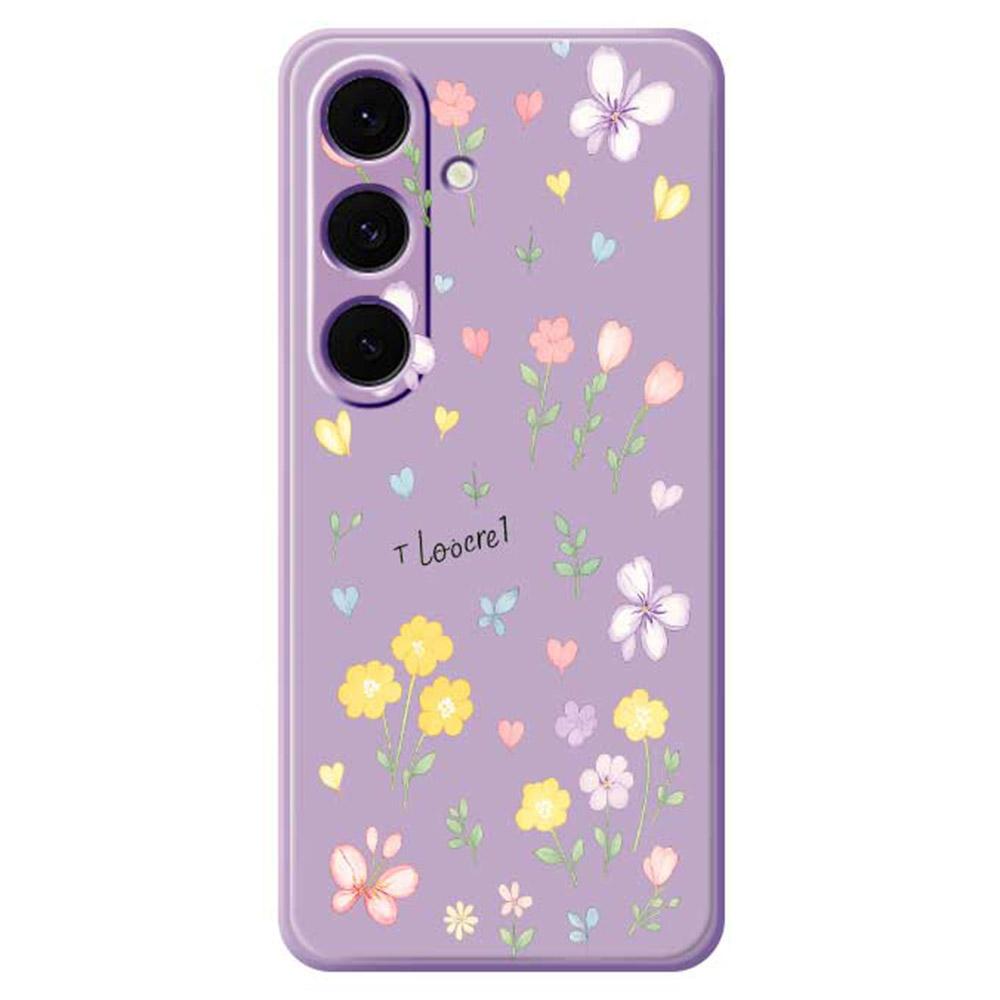 For Samsung Galaxy S25+ Case Small Flowers Pattern Printing Straight Edge TPU Phone Back Cover