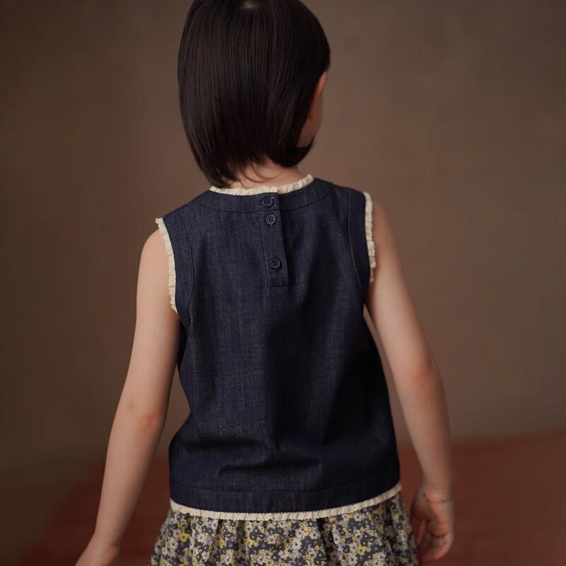 Hacikis Mädchen Baumwoll-Denim-Westentop