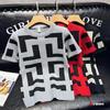 Short Sleeve Knit Summer Slim Geometric Thick Knit Korean Street Cool and Crew Plus Sizes Adults In Their 30s and Tight Slim Stretch Stylish X-cross