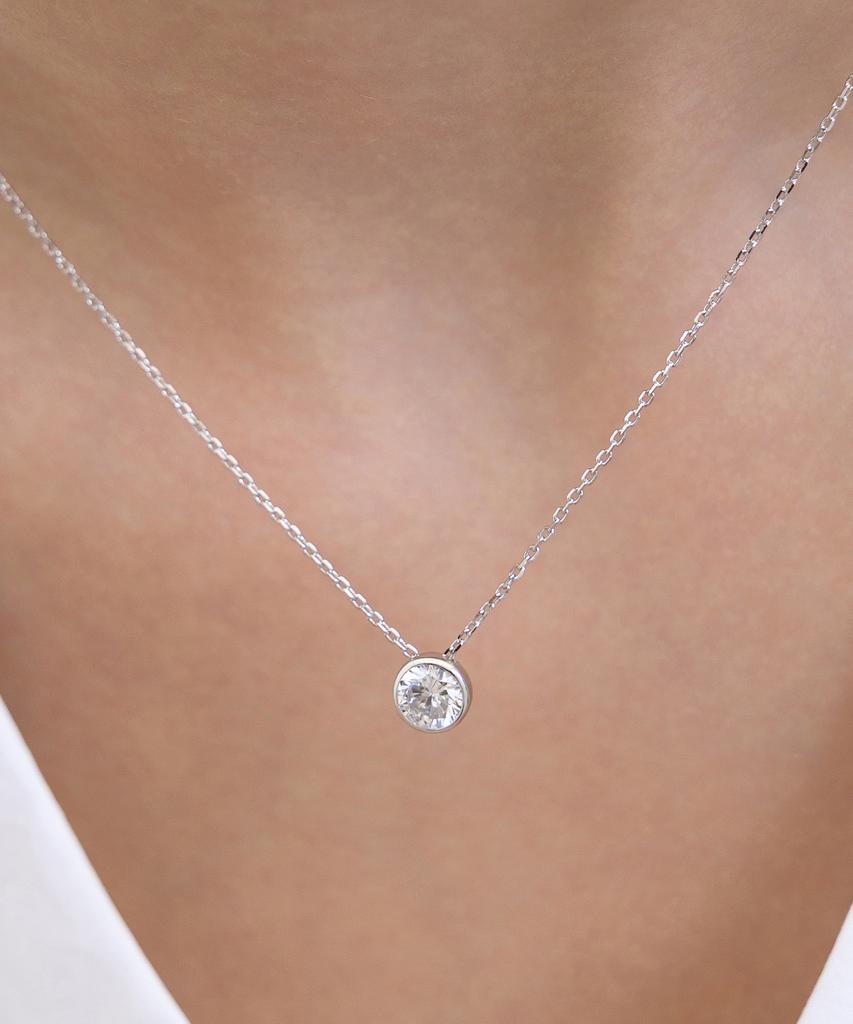 Tatiana (Silver 925) Simple Bezel Necklace Nz2543