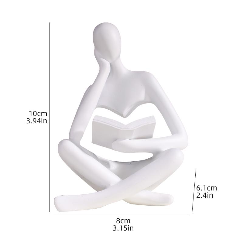 Abstrakte kleine Mann liest Buch Skulptur, Harz Mini-Figur, Heimdekoration für Schlafzimmer, Wohnzimmer und Arbeitszimmer