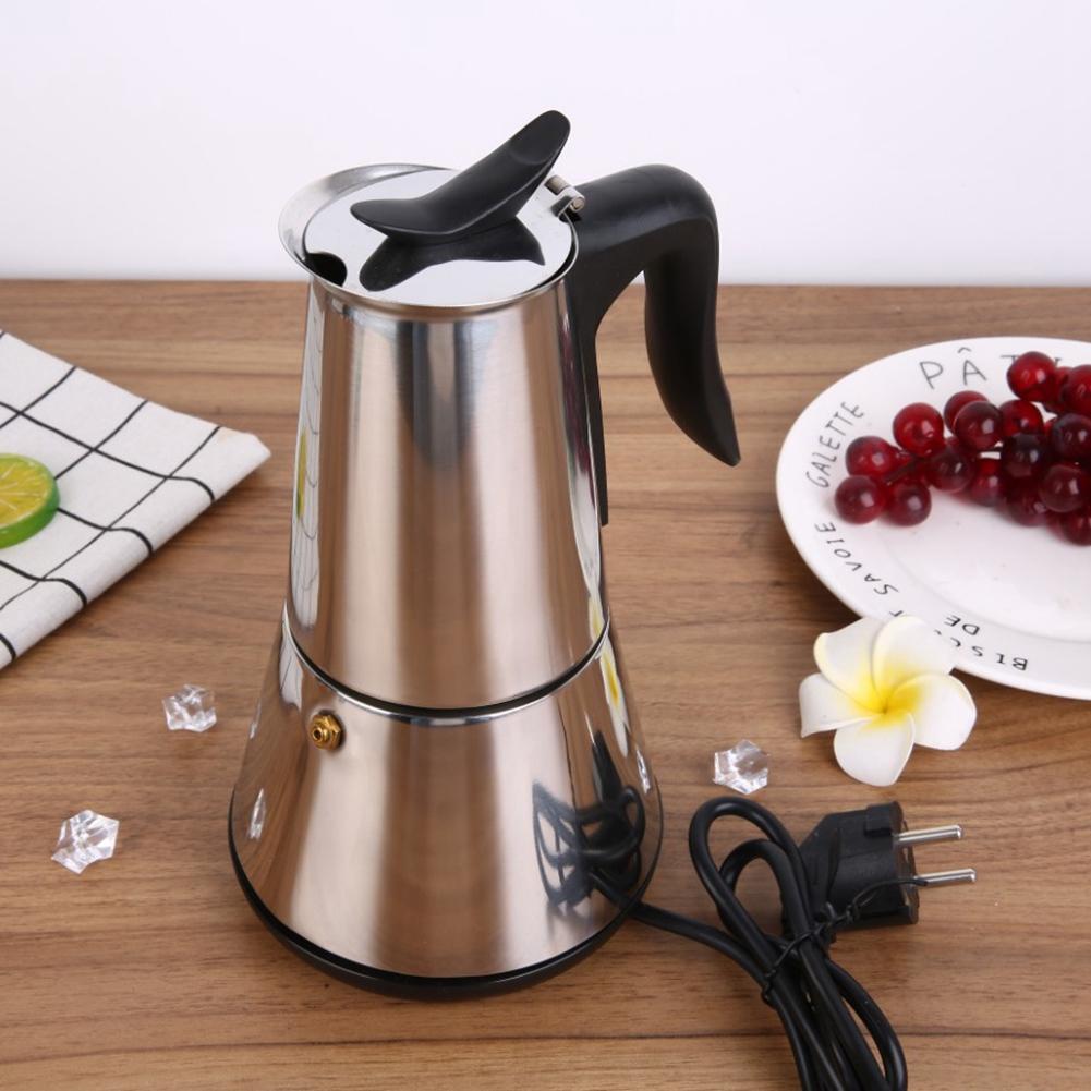 

Electric Stove Espresso Maker Moka Pot 6 Cups Percolator Coffee Pot Electric Stainless Steel Classic Cafe Maker EU Plug EU