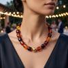 Beautiful Beaded Choker Chunky Colorful Resin Beads Necklace Boho Everyday