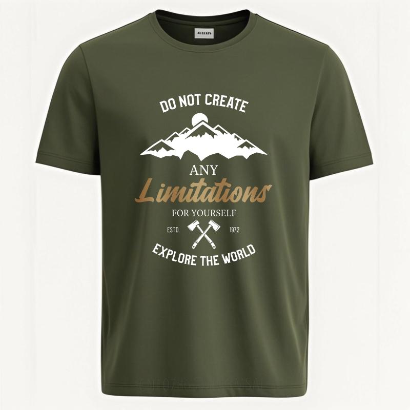 Graphic Summer For Her Tshirt Do Not Create Any Limitations For Yourself Explore The World Short Sleeve Solid Color ONeck
