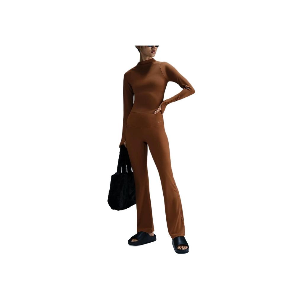 Nike Zenvy Air Series Dri-Fit High Waist Solid Color Casual Sports Pants Women Pants Light-British-Brown Black FV7922-281
