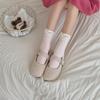 Australian Velvet Warm Autumn and Winter Girls' Pink Postpartum Socks, Bow Mid-calf Floor Socks, Versatile Polka Dot Cartoon Embroidered Socks