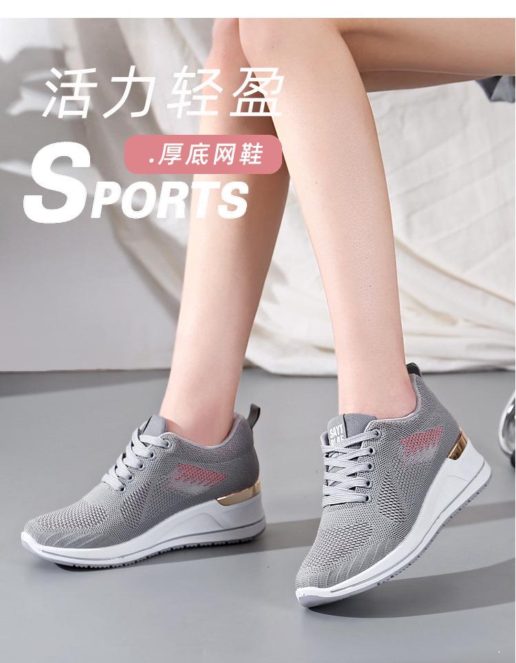 Shoes women's new wedge heel women's shoes platform shoes breathable and comfortable fly-woven mesh shoes casual sports shoes