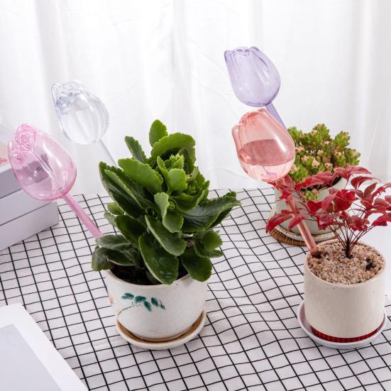 4 Pcs Tulip Self Watering Globes Planter Insert Automatic Watering Bulbs Reusable Plant Watering Spikes for Various Potted Plants