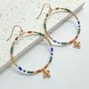 European and American Crystal Beaded Hoop Earrings – Versatile Color-Blocking Glass Christmas Fashion Accessory